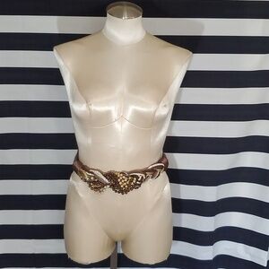 Carolyn Tanner (Small - XXL) Vintage 80's Bohemian Beaded Cord Ribbon Belt